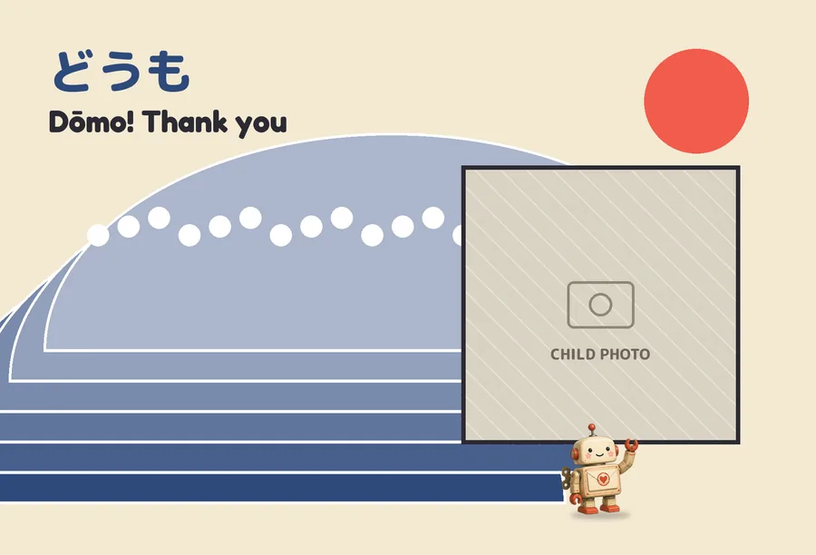 Wave-style kids card with Japanese text